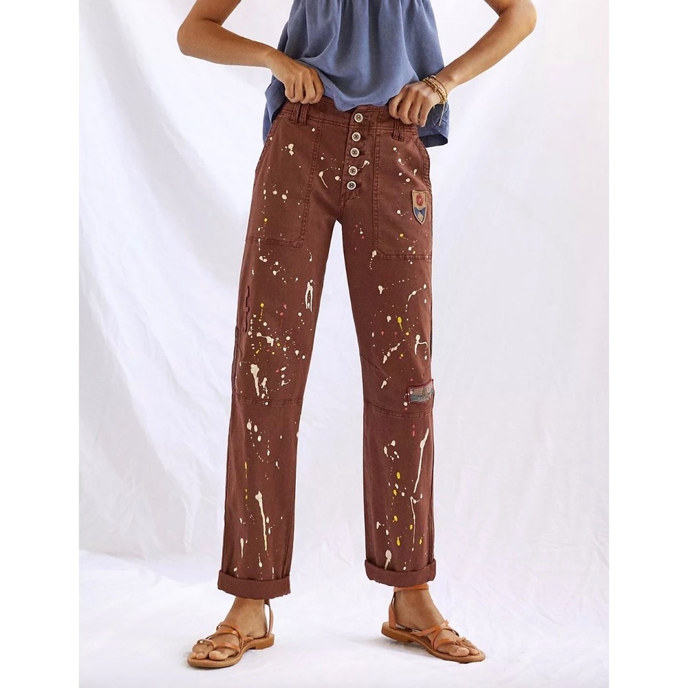 PILCRO x ANTHROPOLOGIE The Wanderer Utility Pants Paint Splatter